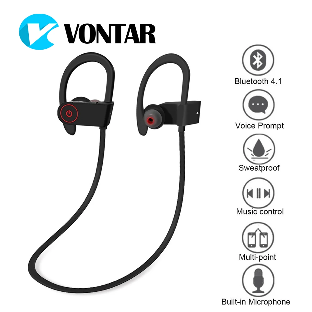 

VONTAR U8 Sweatproof Bluetooth Headphones Wireless Sports Earphones with Mic HD Stereo Earbuds for Gym Running Iphone Xiaomi