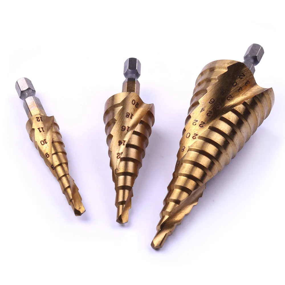 Hot Selling 1pc Hex Shank HSS Titanium Step Drill Bit 4 12/20/32mm