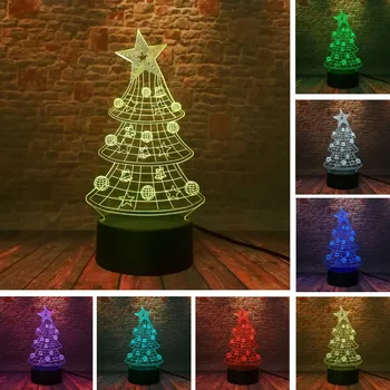 

Novelty 3D Xmas Tree Star Bell Christmas Ball LED 7 Color Change Night Lights Home Roon Decor Child Kids Baby Family Friend Gift