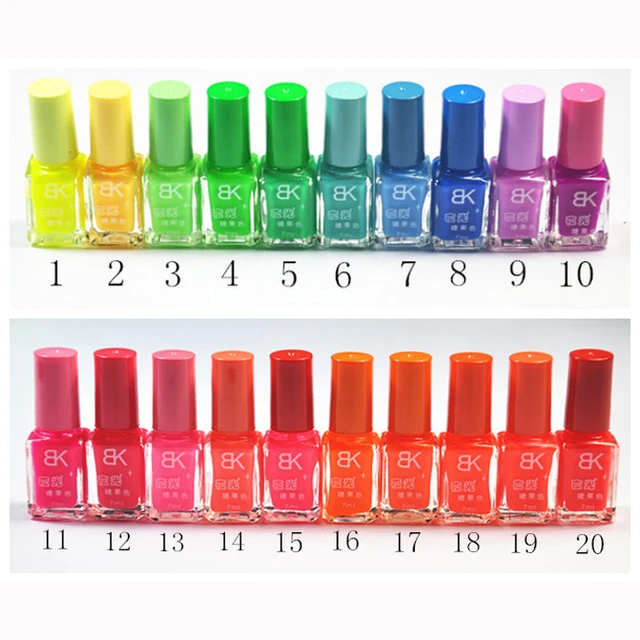 Color Number 1 20 Cans Quick Dry Nail Varnish Candy Color Number 1 20 Cans Quick Dry Nail Varnish Candy Fluorescent Luminous Neon