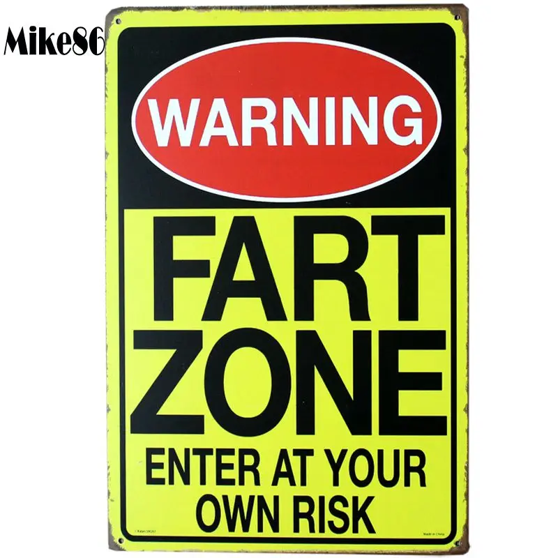 

[ Mike86 ] FART ZONE Warning Signs Gift PUB Wall Plaque Art Painting Bar Craft Decor AA-176 Mix order 20*30 CM