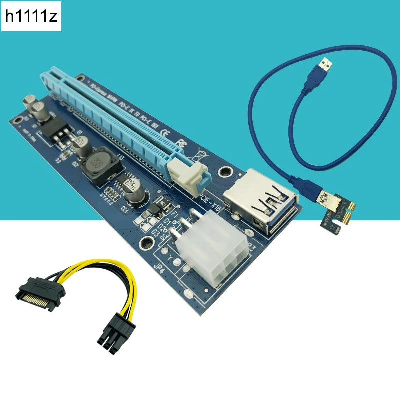 

Riser VER006C PCI Express PCIE PCI-E Riser Card 006C 6Pin 1x to 16x Extender USB 3.0 Cable SATA to IDE for Bitcoin Mining Miner