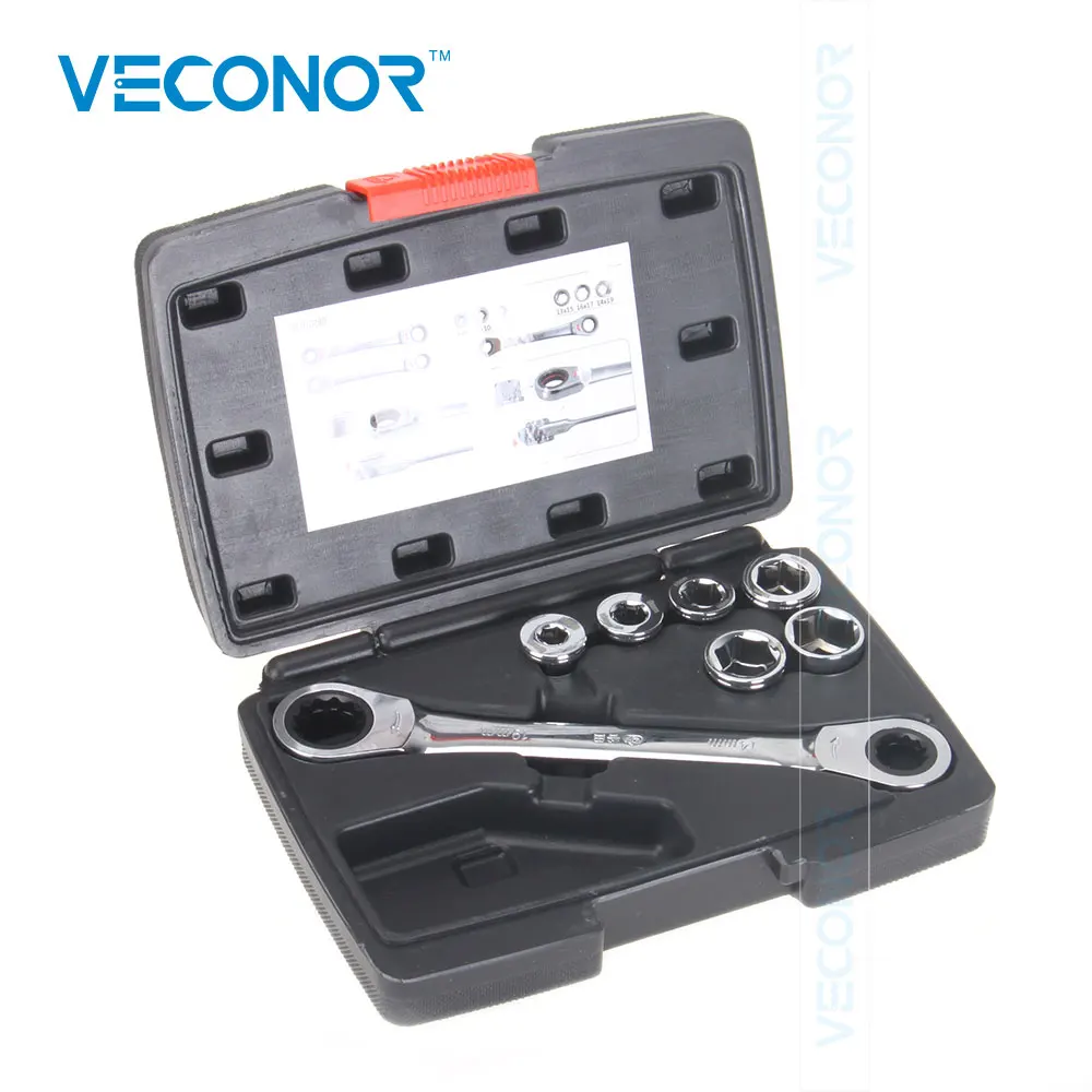 7PCS Ratcheting Socket Wrench Spanner Set of Tools Multitools 72 Teeth With Black Case Multifunctional Hand Tools 7PCS Ratcheting Socket Wrench Spanner Set of Tools Multitools 72 Teeth With Black Case Multifunctional Hand Tools
