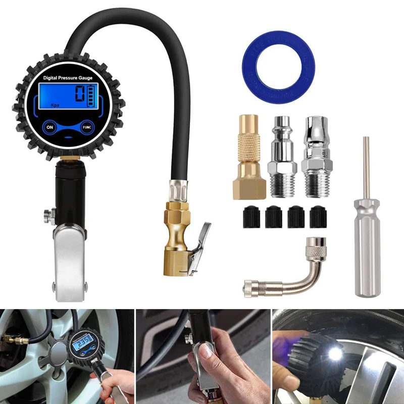 

New 1 Set Digital Tire Inflator with Pressure Gauge 200 PSI Air Chuck Kit