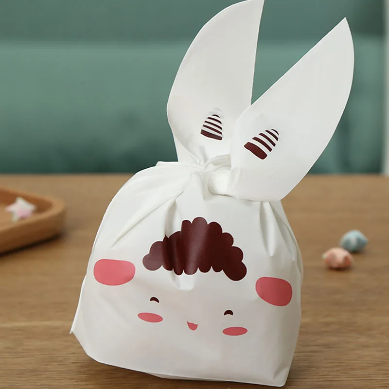 50 шт Кролик пластиковый мешок свадебные сувениры и подарки милые Кролик уха конфеты, печенье пластиковый подарок мешок украшения на день рождения - Цвет: 06