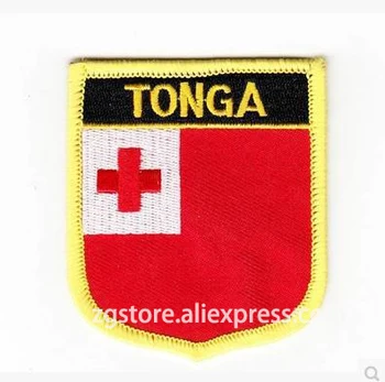 

Hot Sale ! Embroidery Patches National flag Emblem Patches Tonga Flag Iron on 7X6CM NGQ1174