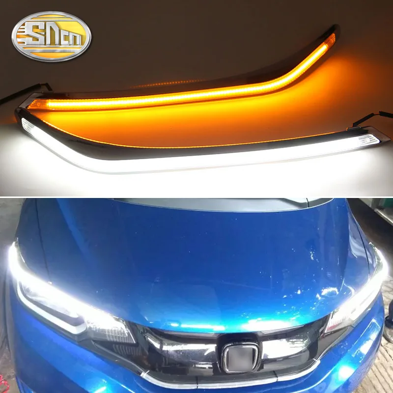 

Car Headlight Eyebrow Decoration Yellow Turn Signal Relay DRL LED Daytime Running Light For Honda Fit Jazz 2015 2016 2017 2018