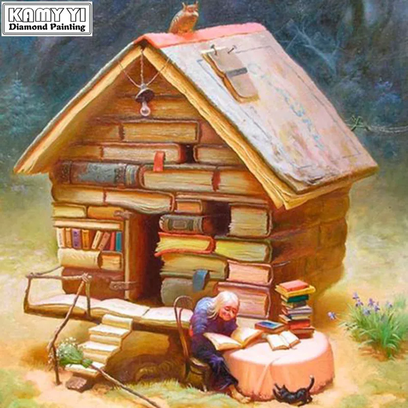 5D алмазная вышивка сделай сам крестиком книга дом квадратная Алмазная мозаика полная круглая живопись