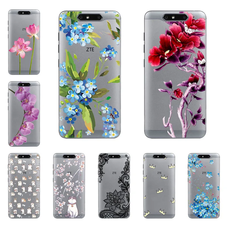 Мягкий чехол из ТПУ для Blade v8 lite/v8 mini с цветком ZTE nubia v18 z18 Axon 7 защитный телефона |