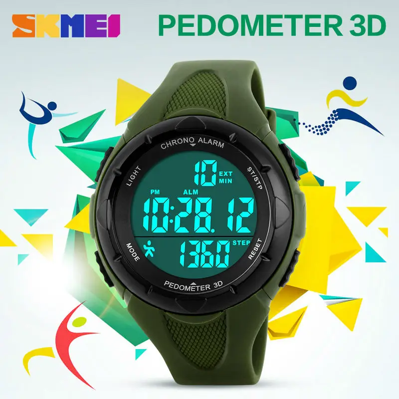 Дешево SKMEI открытый спортивные часы для женщин светодиодный здоровье Спортивные часы 5 бар водонепроницаемые женские наручные часы с будильником ...