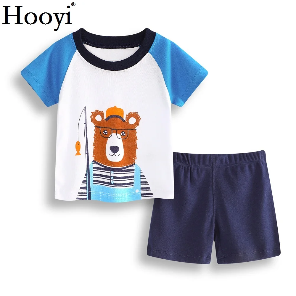 

Fishing Bear Baby Boy Clothes Suit Summer 100% Cotton 2pcs Clothing Sets Children T-Shirt Pant Top Quality Outfit Soft Jumpsuits