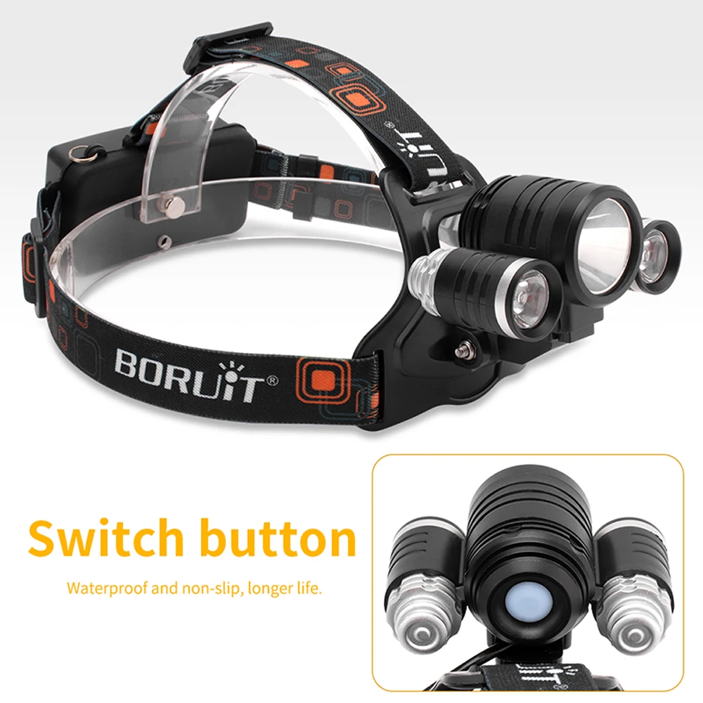 BORUiT LED Headlamp Bicycle light 3-Mode IPX5 Headlight RJ-1156 XML L2 green LED Cycling Light Head Torch Out Door light Frontal (7)