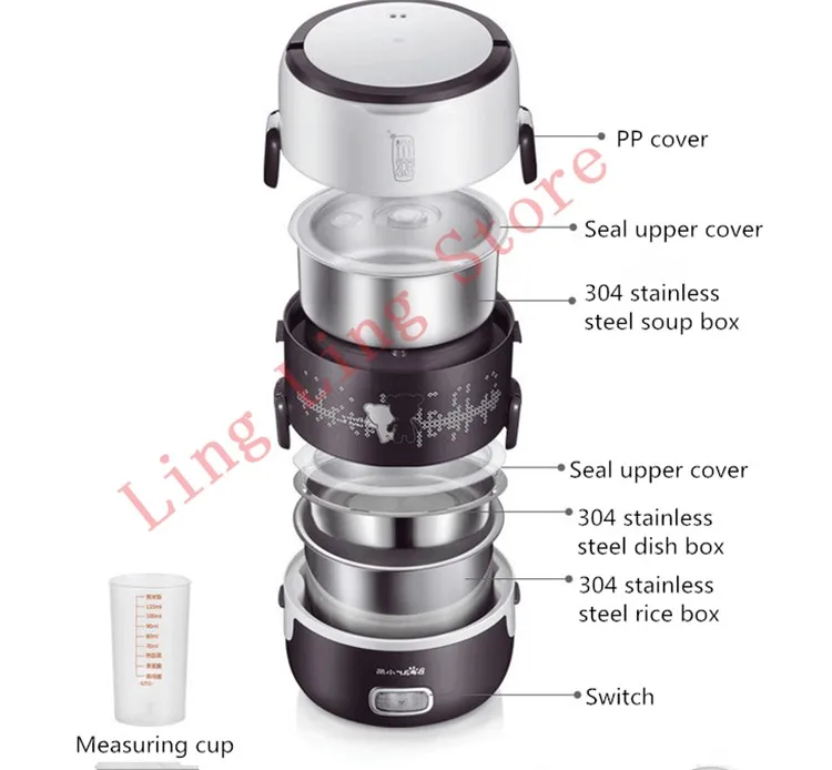 220 В/270 Вт многофункциональная мини 2л электрическая рисоварка из нержавеющей стали, внутренний Ланч-бокс, мультиварка с вакуумным насосом, ЕС/Австралия/Великобритания/США