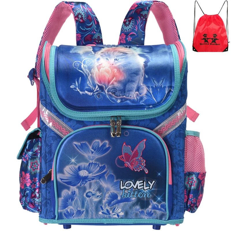 3 model Kids quality girls school Backpack cat butterfly  EVA FOLDED orthopedic Children School Bags Girls mochila infantil bag