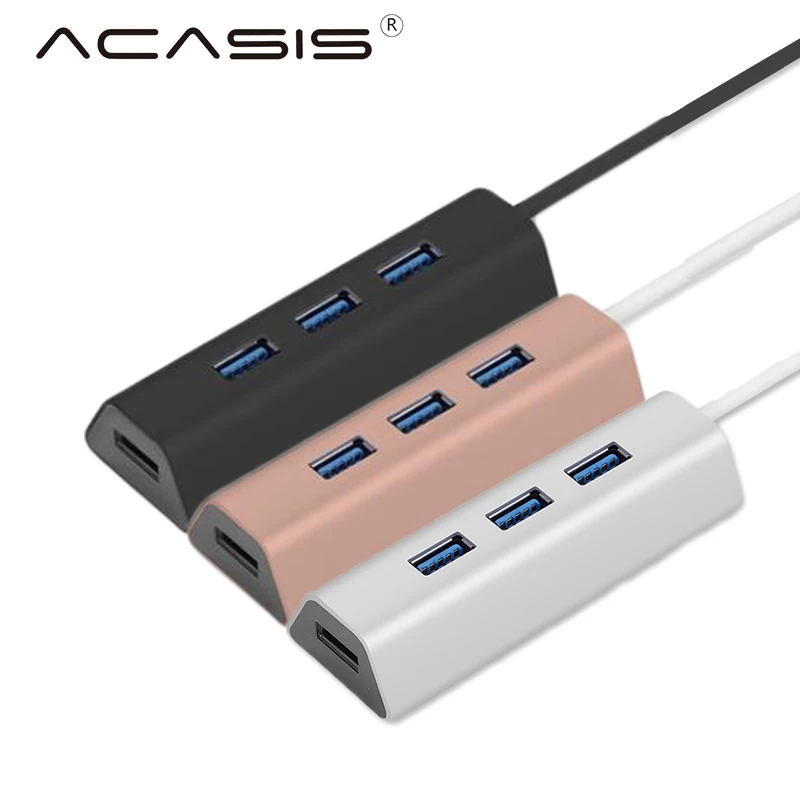 Acasis HS0063 алюминий 2 м+ адаптер питания 4 порта 5 Гбит/с USB 3,0 сплиттер супер скорость с микро USB разъем США