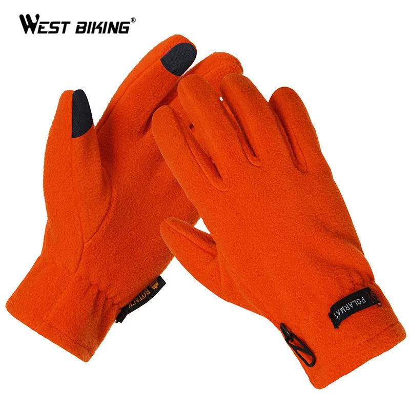 WEST BIKING/Зимние перчатки для велоспорта с сенсорным экраном флисовые термо