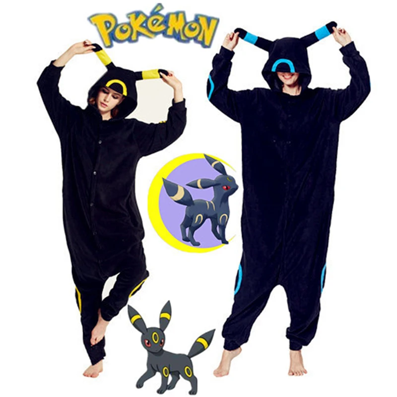 Аниме мультфильм с покемоном Kawaii Umbreon костюмы для косплея 11 стилей пижамы для женщин, мужчин, детей, взрослых комбинезоны утолщенные пижамы