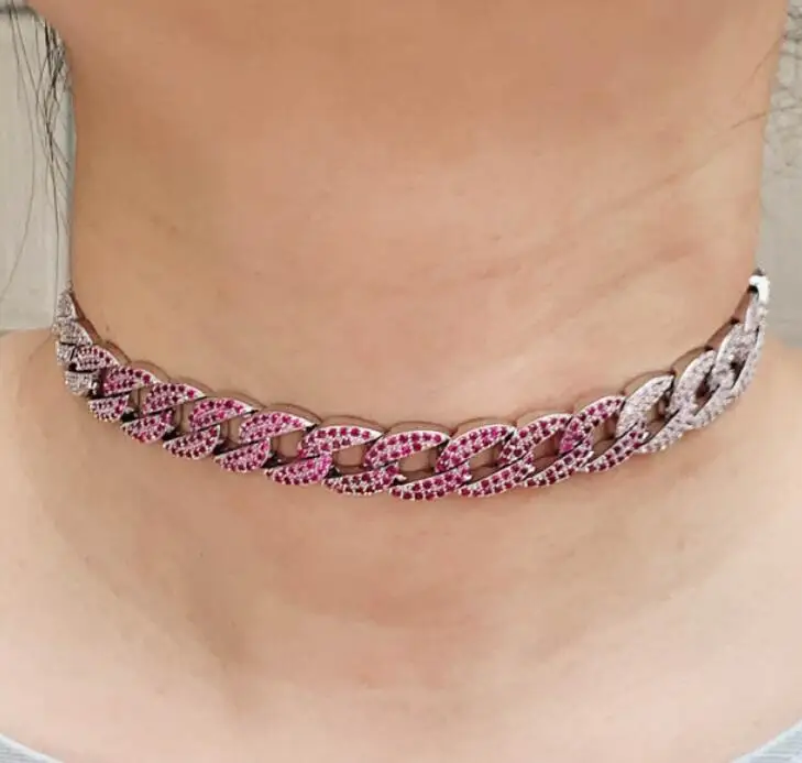 

ACCKING Fashion design multicolor Popular Cubic Zirconia chain choker Necklace for women jewelry