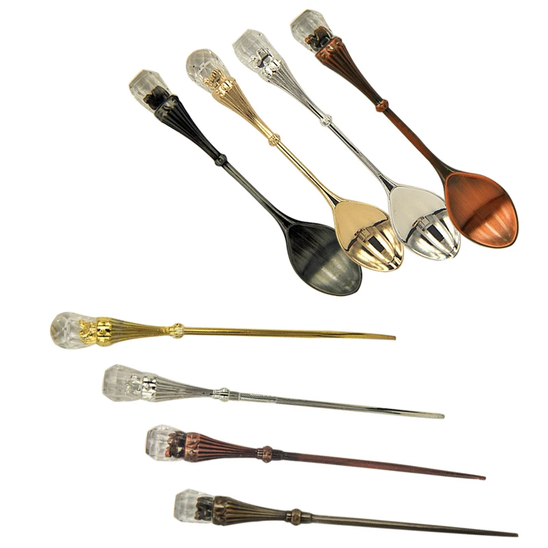 Hoomall Crystal Head Pattern Vintage Tea Ice Cream Spoon Coffee Scoops