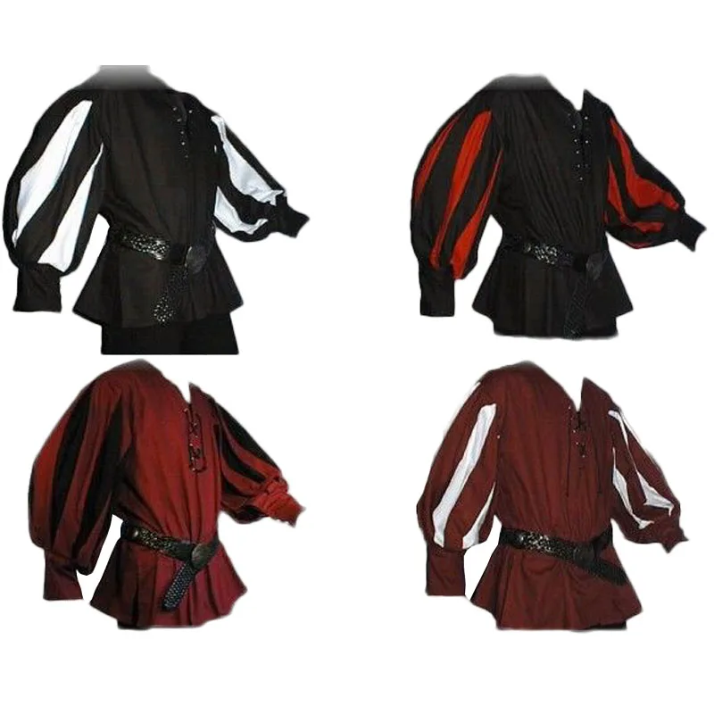 Details about   Adults Mens Renaissance Gothic Knight Solider Medieval Lace Top Shirts Costume 
