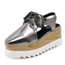 Lumière confortable Semelle Femmes Plate-Forme Chaussures PU En Cuir Fretwork Slingback Wedge Plat Talon Creepers Richelieus Brogue Casual Chaussures Sandales