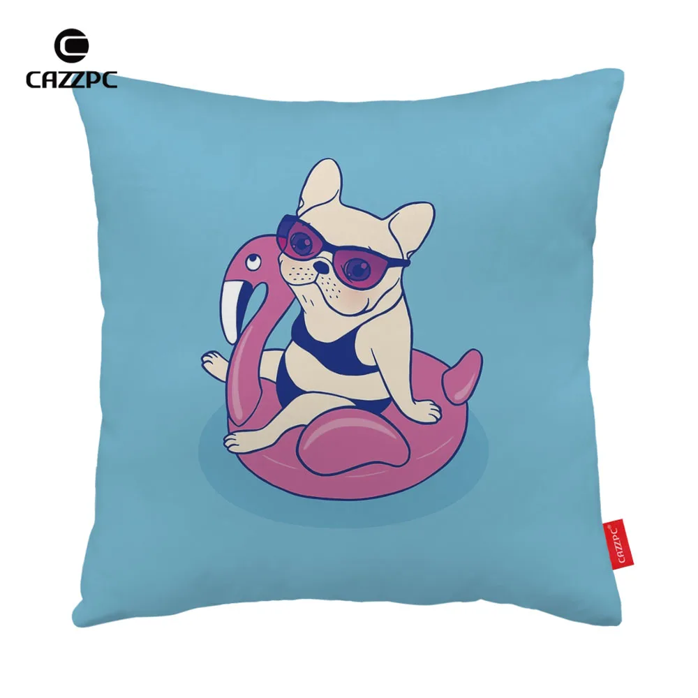 The Funny Fat Bulldog Flamingo Swim Ring Print Car Decorative