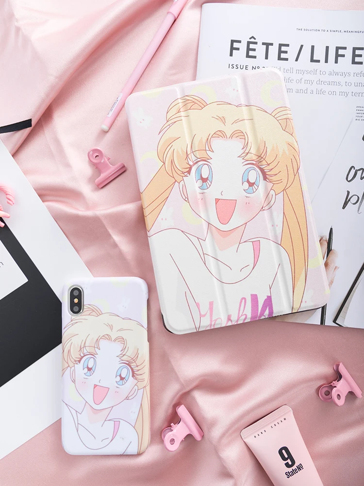 Sailormoon девушка с окошком для экрана для iPad Pro 9,7 11 air 10,5 10,2 12,9 мини-платье на возраст 2, 3, 4, 5, планшет чехол для нового iPad 9,7