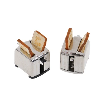 

Mini Bread Machine Toaster 1/12 Scale With Toast Miniature Dollhouse Accessories Cute Doll Houses Decoration