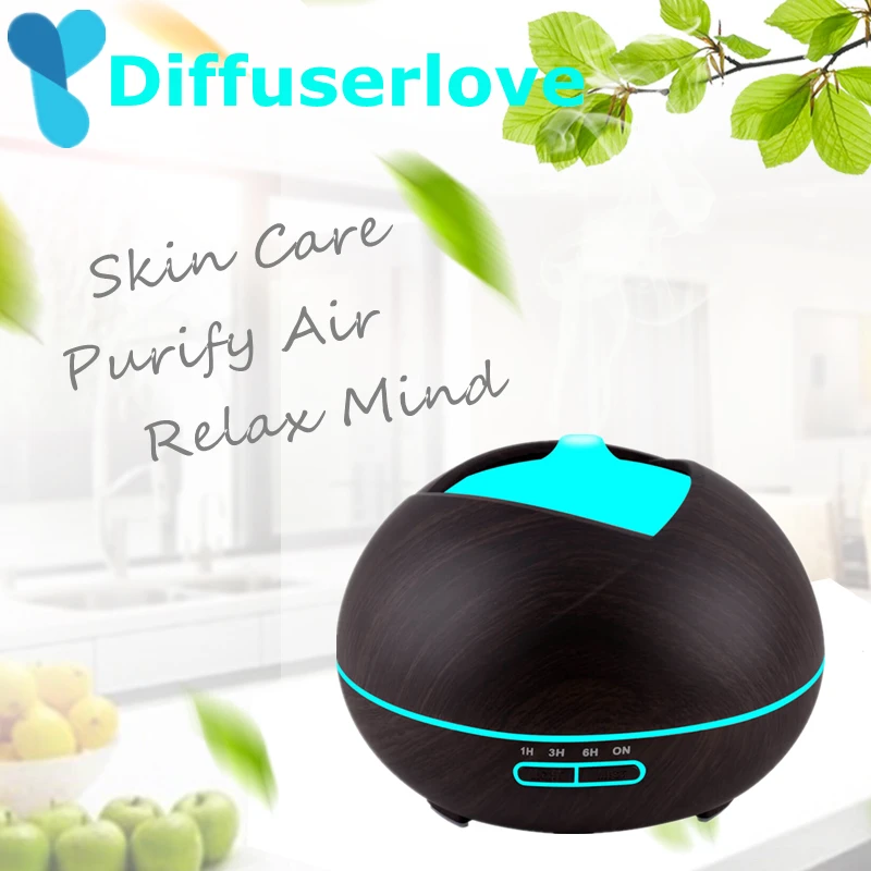 

Diffuserlove 300ml Ultrasonic Air Humidifier Wood Grain Night Light Aroma Essential Oil Diffuser Mist Maker for Home Office