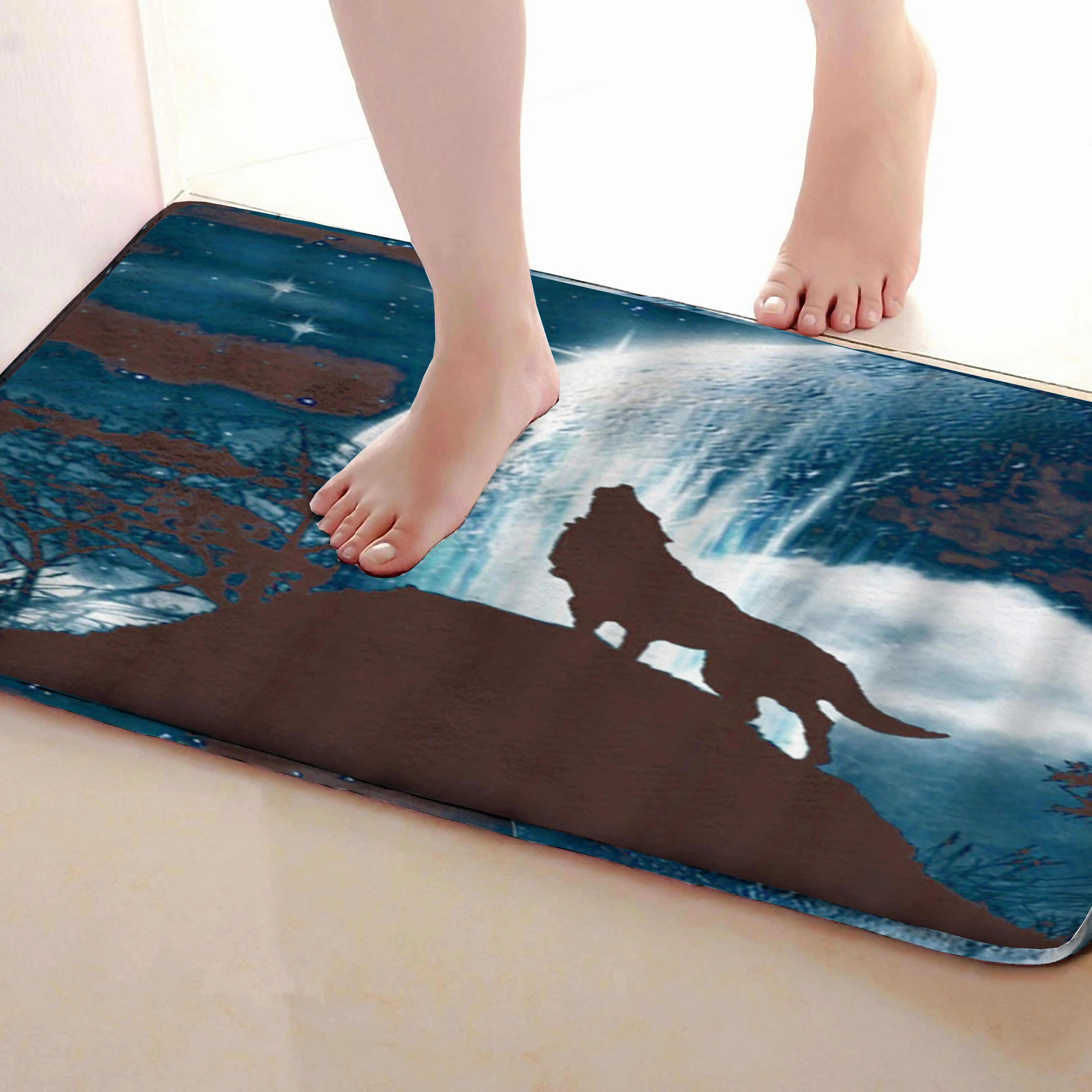 Стиль волка коврик для ванной комнаты, смешной Противоскользящий коврик для ванной, занавески для душа s аксессуары, соответствующие вашей душевой занавеске