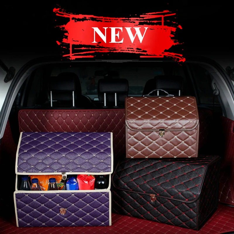 

Car Trunk Organizer Box Storage Bag Auto SUV Trunk Bag PU Leather Folding Large Cargo Storage Stowing Tidying Car Accessories