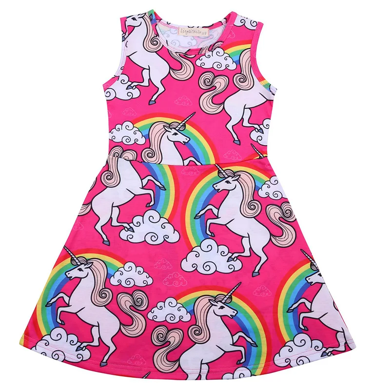 

Summer Cute Girls Unicorn Dress Children Cartoon Party Birthday Sleeveless Dresses Kids Baby Princess Clothes 4T-9T