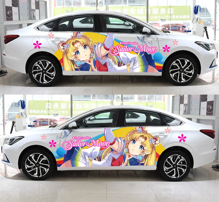 Special Price Custom Made Waterdicht Japan Anime Vinyl Auto Sticker Sailor Moon Cartoon body Decals Ralliart Rally Stickers Voertuig Accessoires