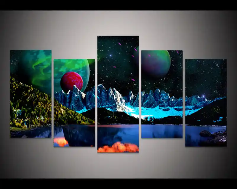 Impresion Hd Cielo Aurora Boreal Pintura Moderna Decoracion De