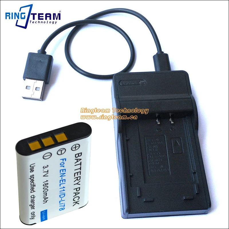 

D-L178 DL178 D-Li78 DLi78 Battery Pack & USB Charger (2-In-1) for Pentax Optio S1 M50 M60 V20 W60 L50 W80 Digital Cameras ...