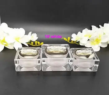

free shipping 50g 5pcs / lot High-end square white/golden acrylic cosmetics packing bottle,suit bottle,Cream box / bottle