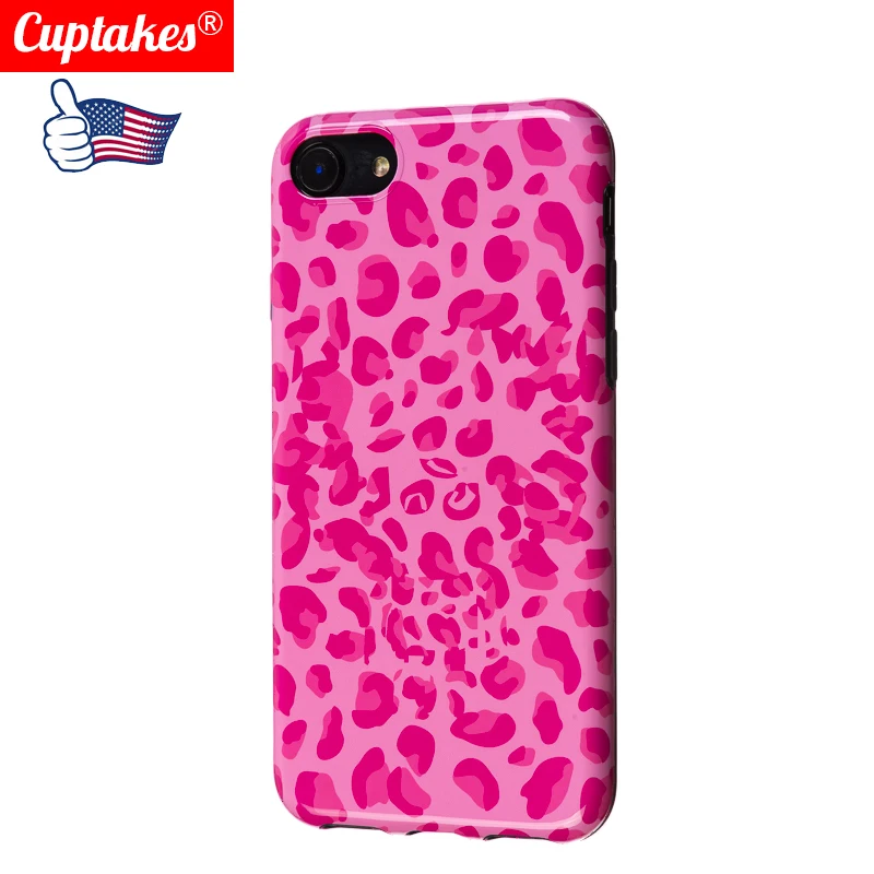 

Luxury Glossy IMD Soft Silicone Case for Apple iPhone 7 8 Plus X 10 XS Max XR 6S 6 Cover Cute Cartoon leaves Hot Pink Rose Lips