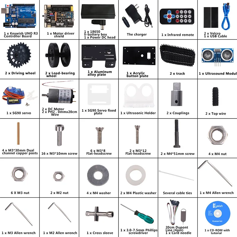Keywish танк робот для Arduino UNO R3 Smart Cars Kit APP RC Remote Control Ultrasonic Bluetooth модуль Stem игрушки