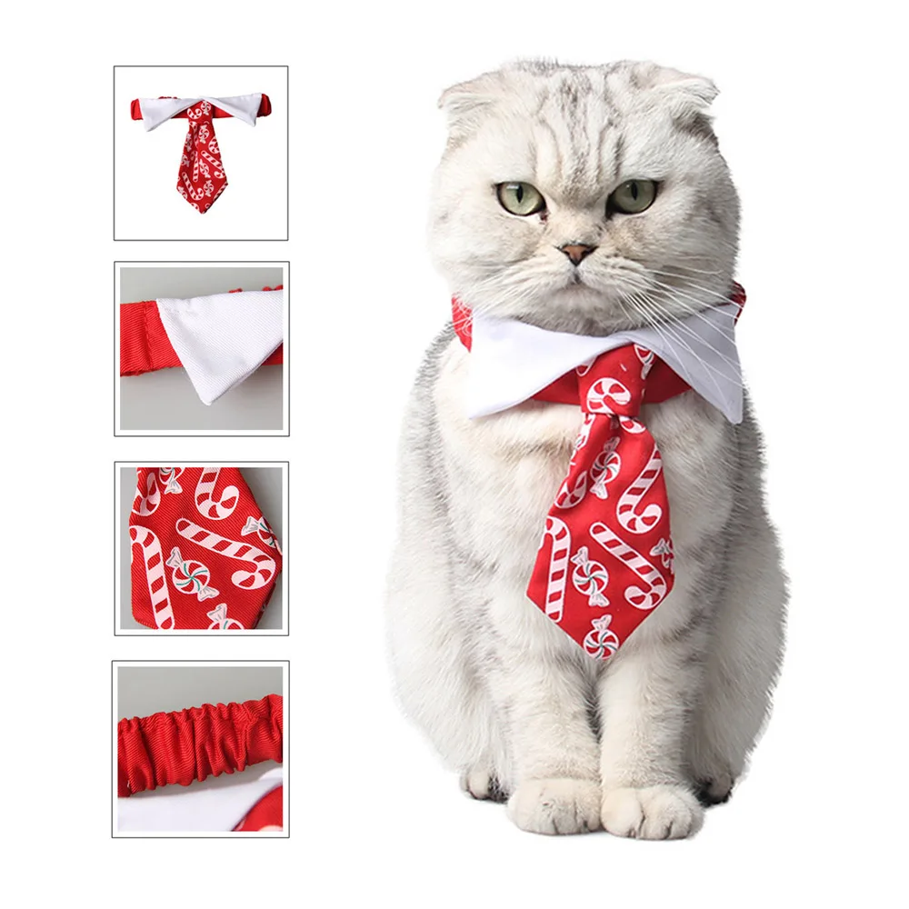 Christmas Pet Tie Dog Accessories Candy Print Bow Tie Collar For Cats Funny Cat Costume Xmas