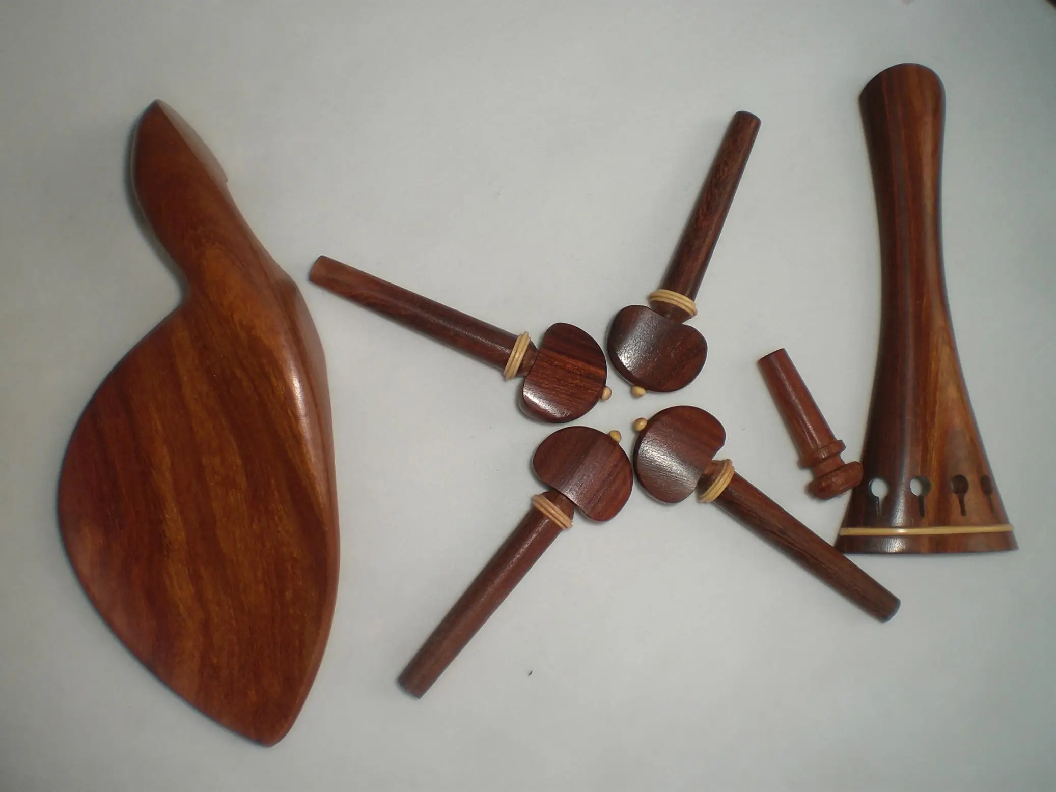 

1 Set Quality Rose Wood Violin Fitting Tail Piece Chin Rest & 4 Pegs End Button