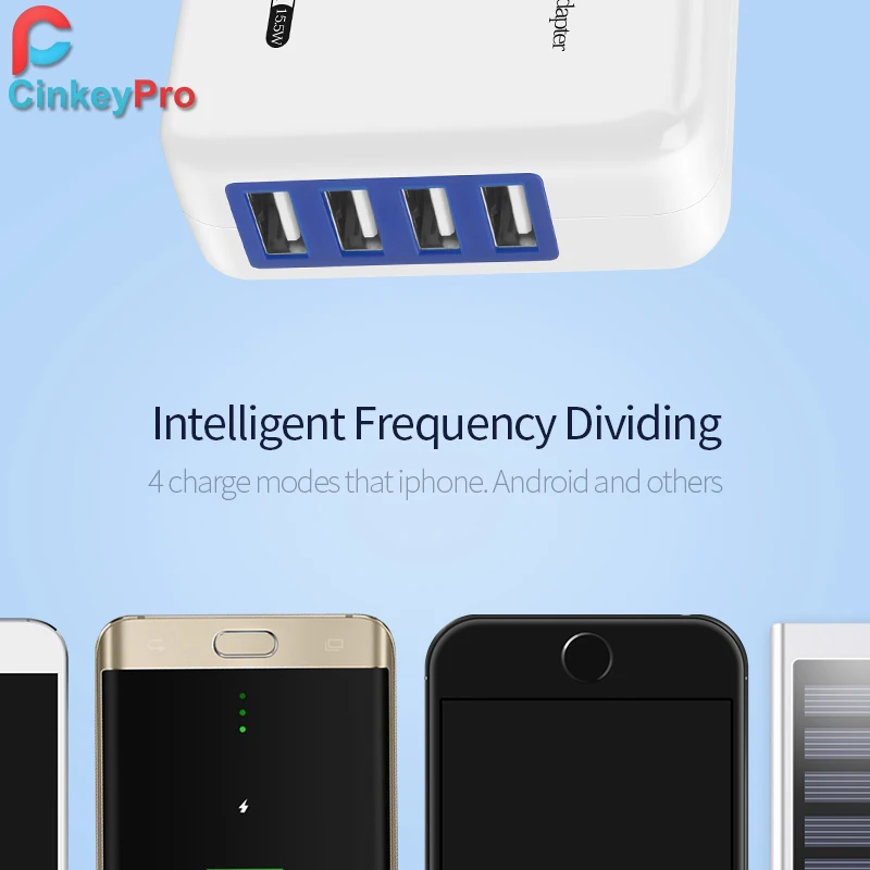 CinkeyPro 4 منافذ متعددة جدار USB الذكية مهايئ شاحن الهاتف المحمول 5 V 3A تهمة سريع شحن لباد فون سامسونج xiaoMi