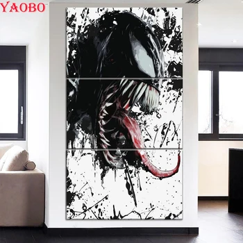 

DIY Diamond Painting Movie Poster Venom 5d Cross Stitch Kits Diamond Embroidery Full round Diamond Mosaic Needlework 3pcs/set