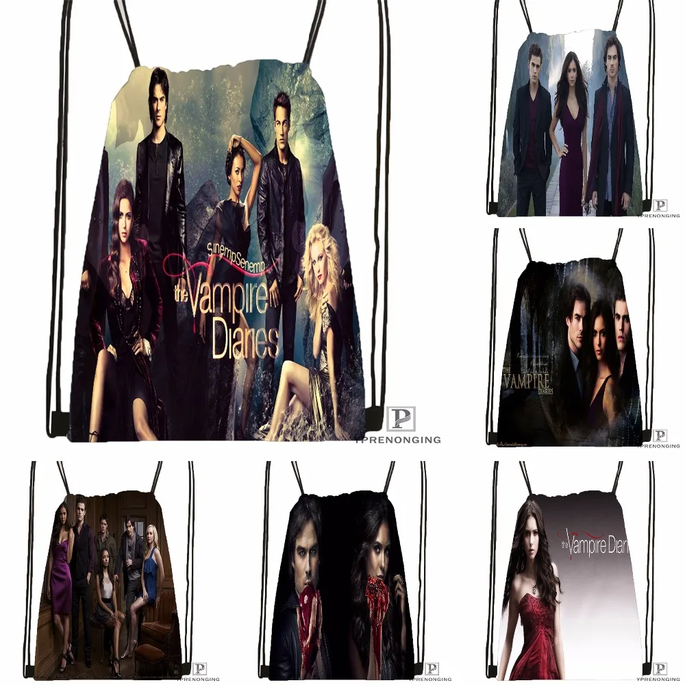 Custom the Vampire Diaries Drawstring Backpack Bag Cute Daypack Kids Satchel Black Back 31x40cm 180531 03