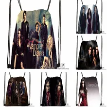 Custom the Vampire Diaries Drawstring Backpack Bag Cute Daypack Kids Satchel (Black Back) 31x40cm#180531-03-61