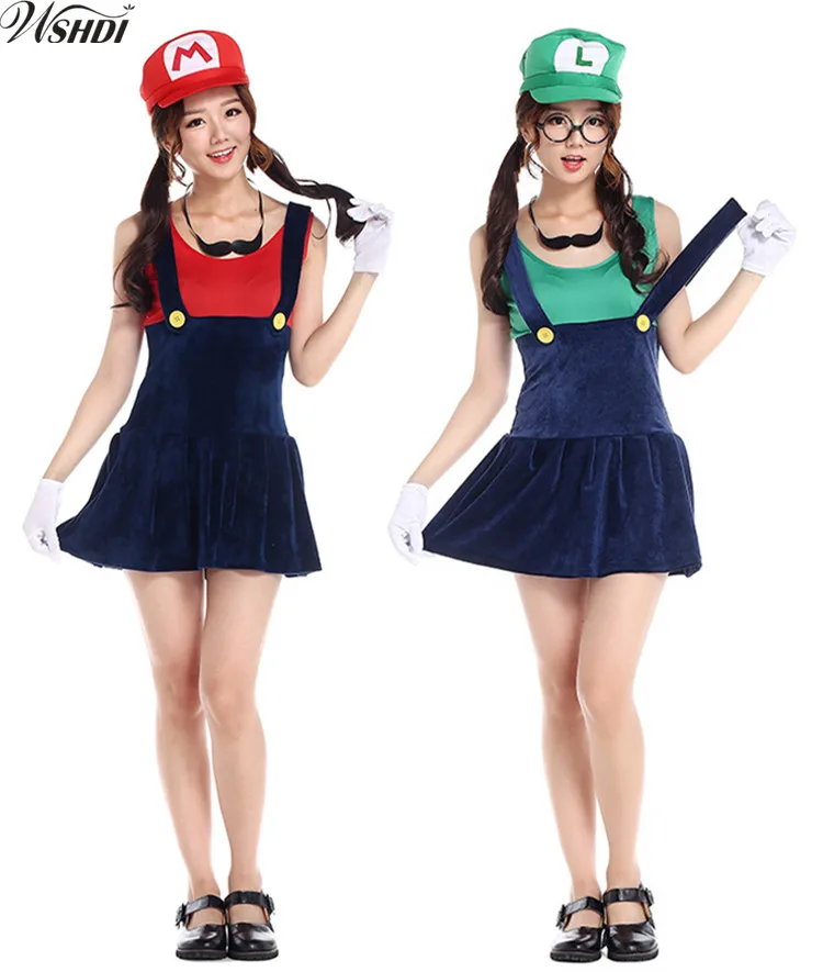 Hot Sale Adult Halloween Costumes Women Funny Super Mario Bros Costume