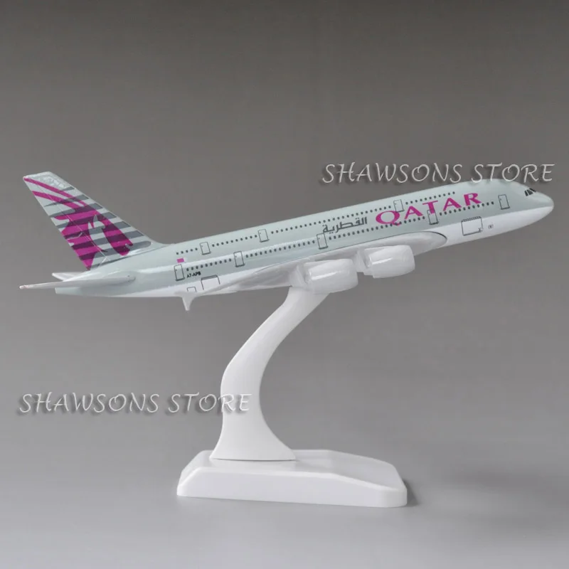 Diecast Металл 1:400 игрушка в виде самолета Airbus A380 Катар Airliner 20 см миниатюрная копия