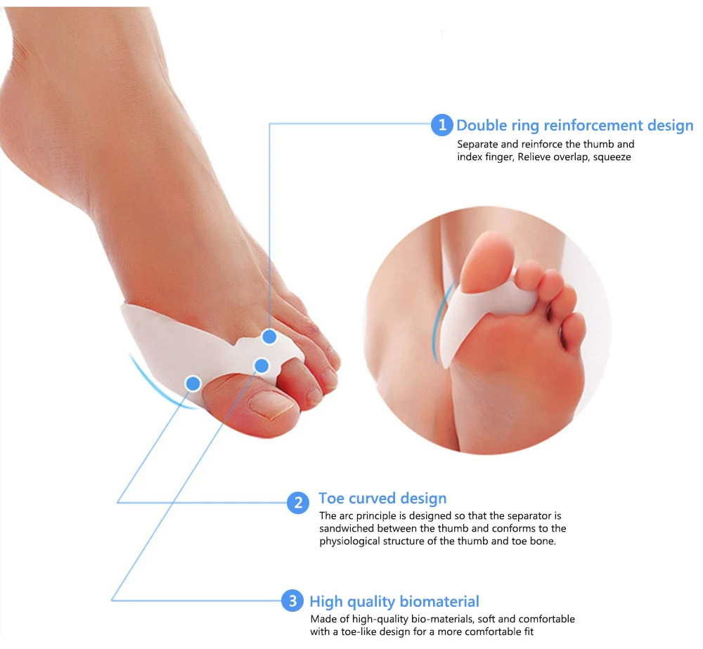 2 шт силиконовый гелевый для ног пальцы два отверстия носок сепаратор косточка на большом пальце профилактика бурсита профилактика «косточек» на ноге ноги накладки