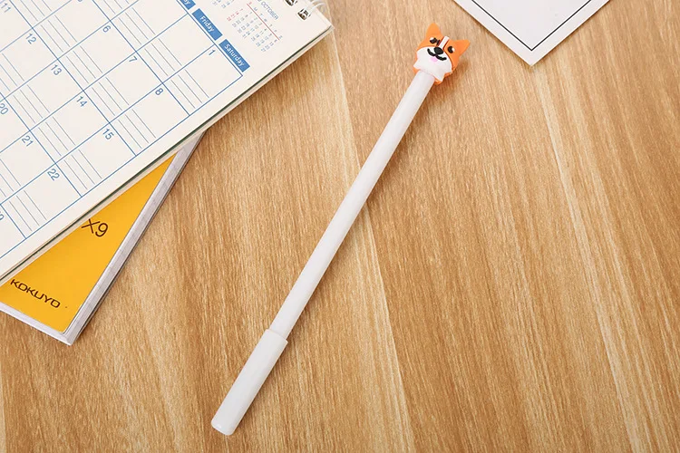 1 шт. мультяшная силиконовая нейтральная ручка Kawaii с головой лисы, креативные Обучающие канцелярские принадлежности, стильные милые студенческие перьевые ручки с изображением животных