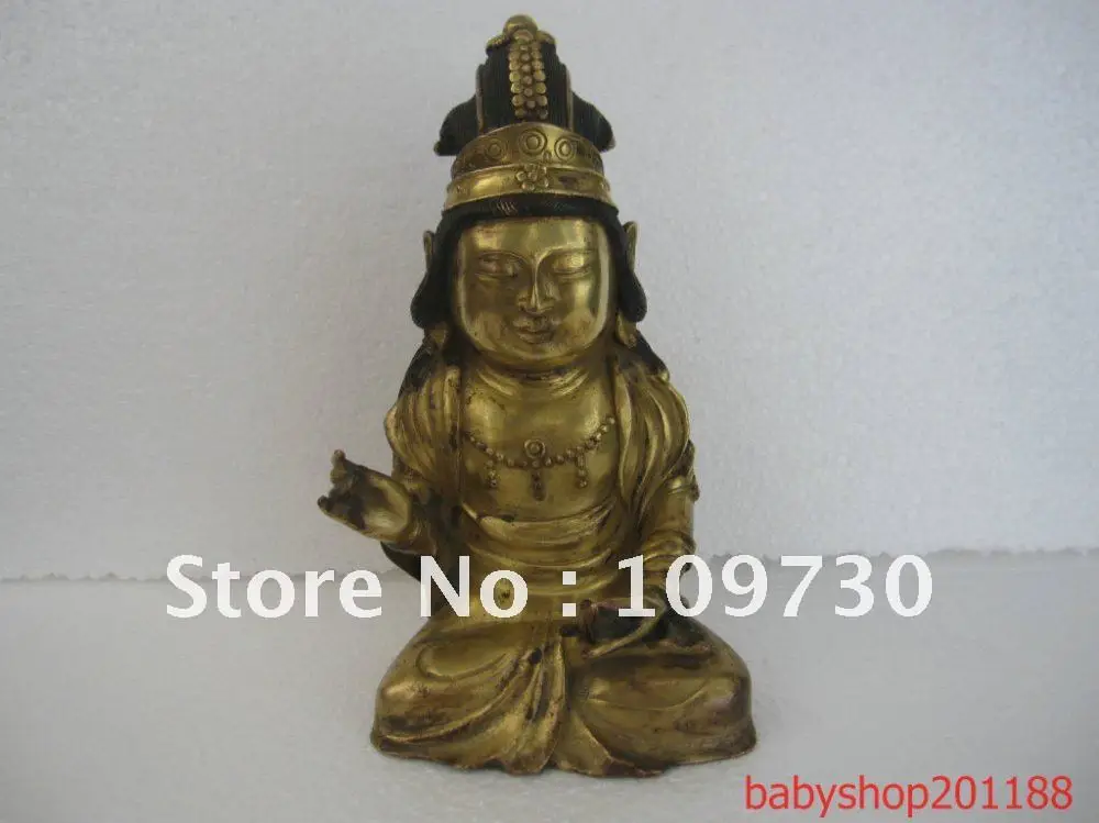 

Tibet/Mongolia Old 24k Gold Gilt Copper Bronze Kwanyin Shakyamuni Buddha Statue (fast Shipping)