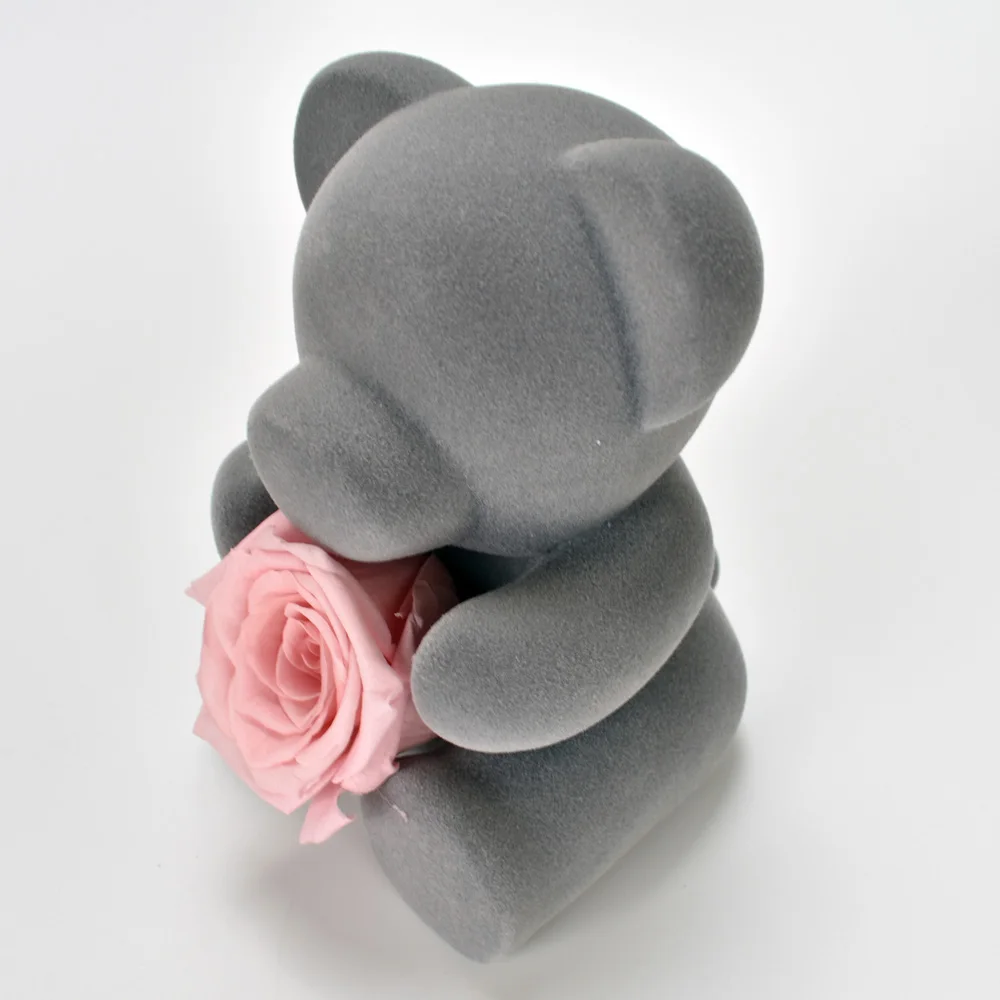 UBUY дизайн красивый медведь с сохраненным свежим цветком розы украшения на День святого Валентина